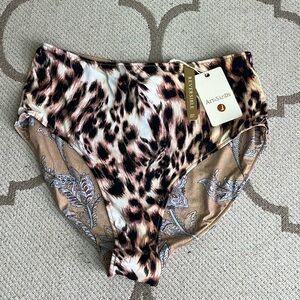 ☀️ARTESANDS Reversible Saphare Animal Mondrian High Waist Swim bottoms, size 8+